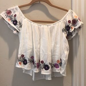 Off the shoulder flower top.